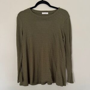 Awake Green Ribbed Long Sleeve Top